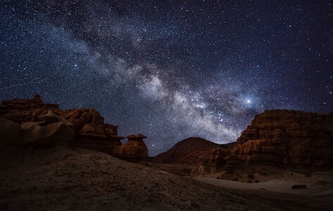 夜色-像素蜂蜜首发-荒漠-天空-银河 图片素材