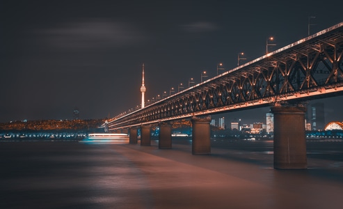 尘世烟火-像素蜂蜜首发-长江-桥-夜景 图片素材