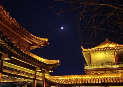 夜晚-建筑-月亮-元宵-原创 图片素材
