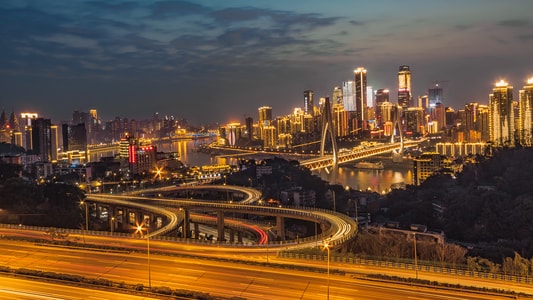 城市-建筑-重庆-桥-夜景 图片素材