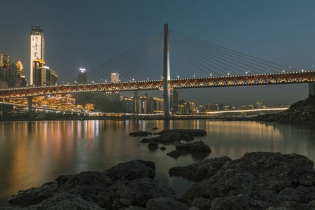 建筑-桥-城市-倒影-夜景 图片素材