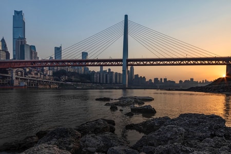 千厮门大桥-桥-城市-建筑-日落 图片素材