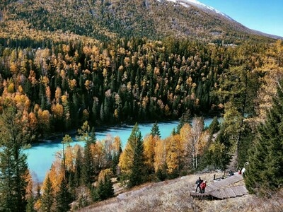 风光-旅行-喀纳斯月亮湾-湖-山谷 图片素材