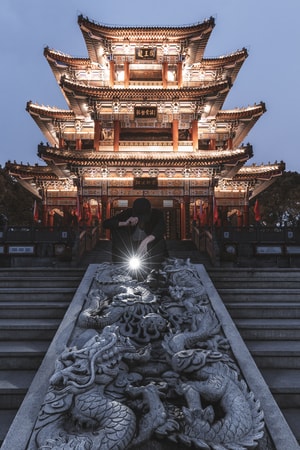 武汉-龙王庙-古建-自拍-夜景 图片素材