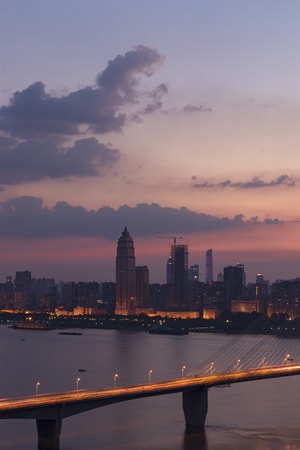 70周年摄影大赛-70周年城市-武汉-长江二桥-晚霞 图片素材