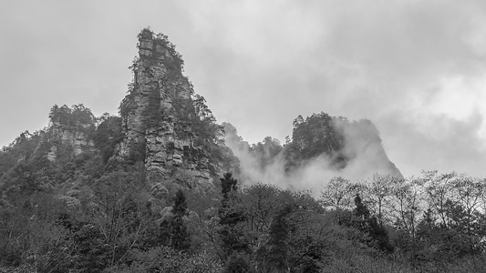 宅家-风光-黑白-张家界-山 图片素材