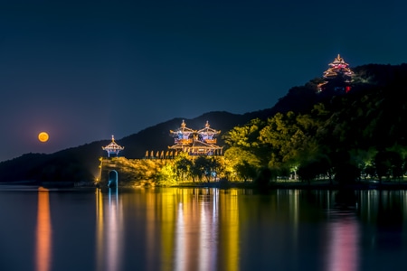楚城-东湖-夜景-建筑-旅行 图片素材