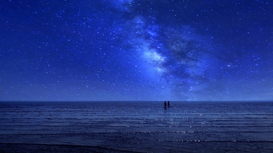 星空-海边-情侣-塘沽-星空 图片素材