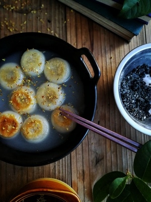 华为手机拍摄-美食-煎锅-汤圆-美食 图片素材