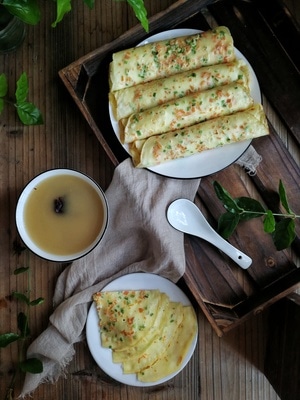 美食-华为手机拍摄-葱花饼-盘子-松饼机 图片素材