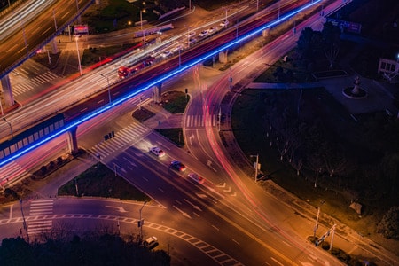 夜晚-道路-灯光-高架-夜景 图片素材