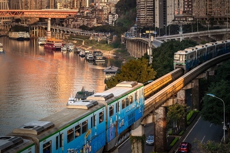 轻轨-交通-城市-建筑-重庆 图片素材