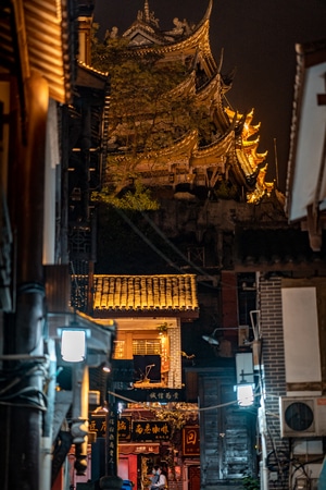 城市-重庆夜景-磁器口-古镇-人文 图片素材