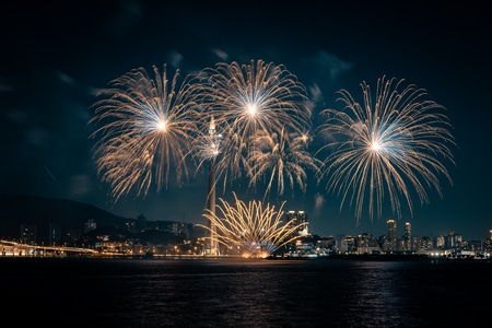 澳门-我的2019-城市-海-烟花 图片素材