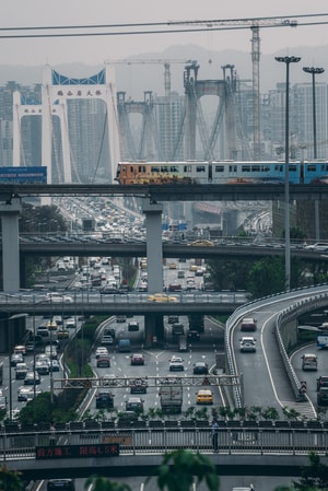 立交桥-车流-轨道-城市-拥堵 图片素材