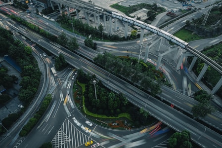 车流-立交桥-轨道-转盘-城市 图片素材