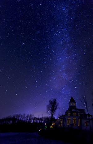 夜景-银河-星空-建筑-冬季 图片素材