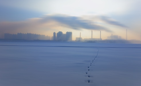 哈尔滨-松花江-雪景-城市-寒冬 图片素材