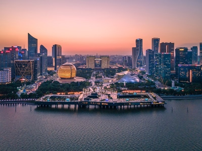 杭州-航拍-钱江新城-钱江新城-城市 图片素材