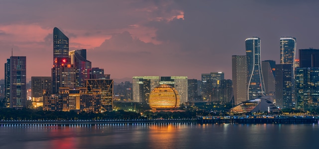 杭州-风光-夜景-城市建筑-钱江新城 图片素材