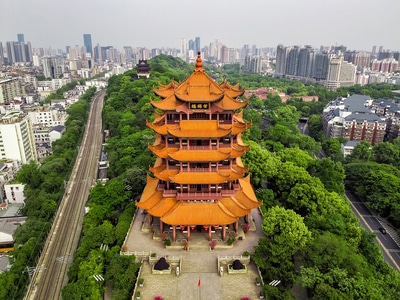 航拍-武汉-黄鹤楼-黄鹤楼-建筑 图片素材