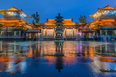杭州-风光-城市建筑-香积寺-夜景 图片素材