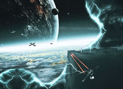 科幻-飞船-星球-飞船-飞机 图片素材