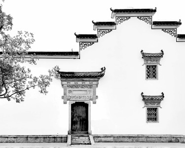 尘世烟火-黑白-古建筑-房屋-徽派建筑 图片素材