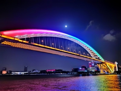 城市色彩-上海-卢浦大桥-卢浦大桥-桥梁 图片素材