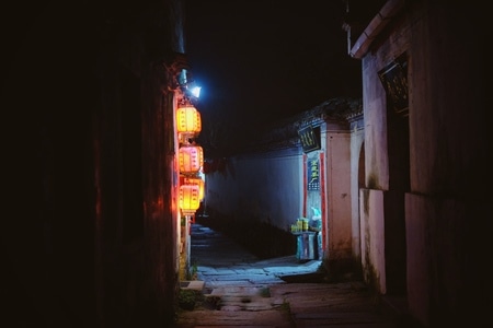夜景-江南-演出-灯笼-巷子 图片素材