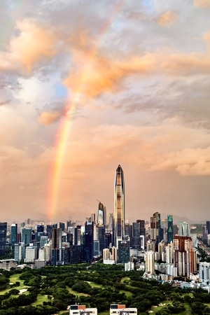 夏天-城市-深圳市-彩虹-天空 图片素材