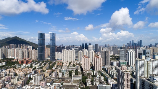 深圳市-蓝天-城市-夏天-天空 图片素材