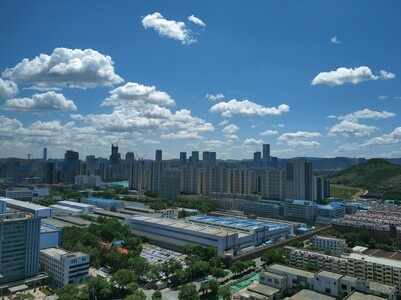 济南市-随拍-俯瞰-城市-蓝天 图片素材