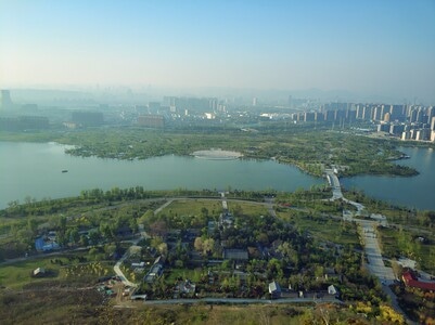 俯瞰-鸟瞰-湖-华山湖-济南 图片素材