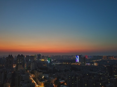 济南-傍晚-俯瞰-夜色-夜景 图片素材