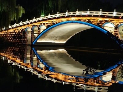 夜景-桥-桥-夜景-石拱桥 图片素材