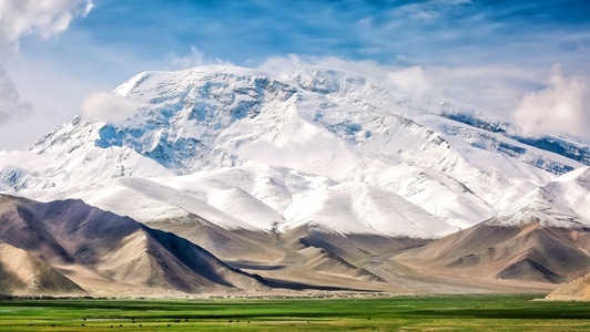 你好2020-电脑桌面-背景-远山-雪山 图片素材