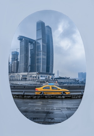 你好2020-计程车-高楼-大厦-街道 图片素材