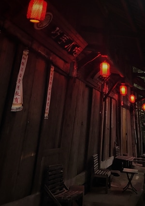 古建筑-古镇-夜色-风景-古建筑 图片素材