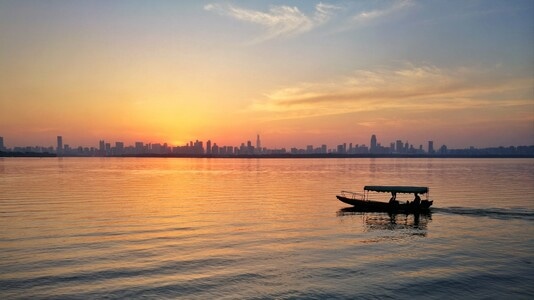 城市-风景-日落-东湖-武汉 图片素材