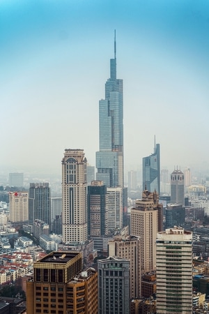 上帝视角-70周年风光-风光-70周年城市-紫峰大厦 图片素材