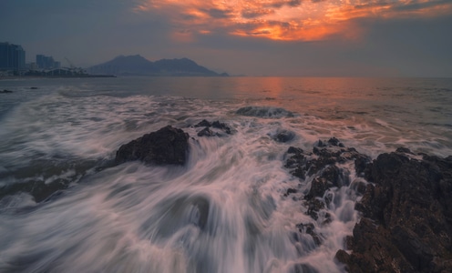 岩石-大海-火烧云-旅行-海湾 图片素材