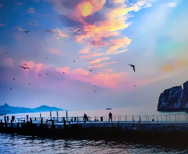 海驴岛晚霞-山东荣城-天空-日落-湖 图片素材