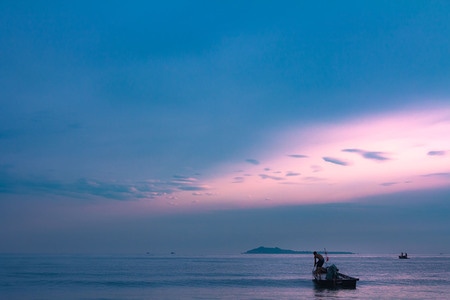 晚霞-海景-渔民-风景-风光 图片素材