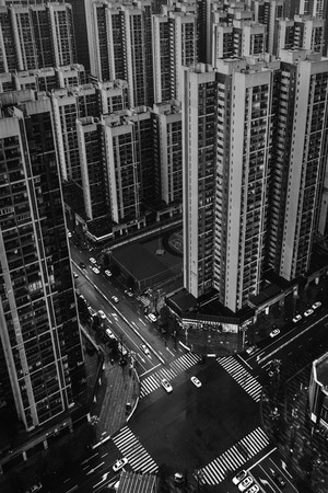 街拍-建筑-城市-城市-十字路口 图片素材
