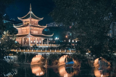 古建筑-风光-夜景-贵阳-甲秀楼 图片素材