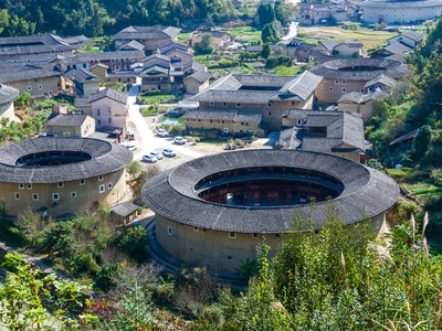沙滩-福建-文化遗产-土楼-旅行 图片素材