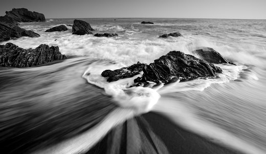 扫海-黑白-海南-自然-风光 图片素材