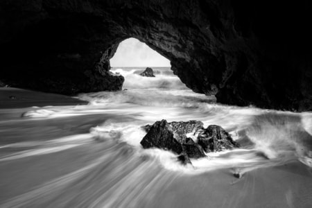 扫海-黑白-海南-洞穴-风景 图片素材