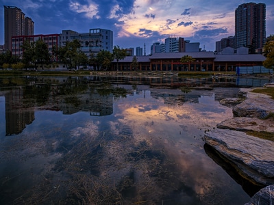 武汉市-水-慢门-生态-风景 图片素材